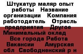 Штукатур-маляр опыт работы › Название организации ­ Компания-работодатель › Отрасль предприятия ­ Другое › Минимальный оклад ­ 1 - Все города Работа » Вакансии   . Амурская обл.,Свободненский р-н